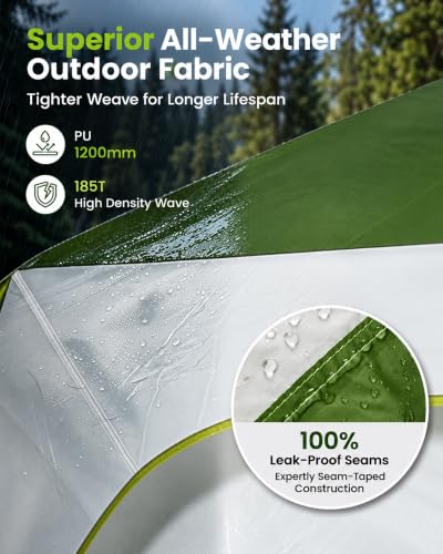 10 Person Waterproof Family Camping Tent with Rainfly, Mesh Windows & Divider