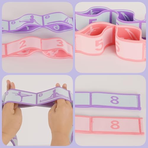 Elastic Yoga Stretching Strap with Loops - Physical Therapy & Pilates Resistance Band - Variation 02