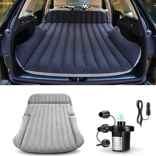 Ciremiv SUV Air Mattress Double-Sided Flocked Car Bed with Pump & Pillow - Black & Grey