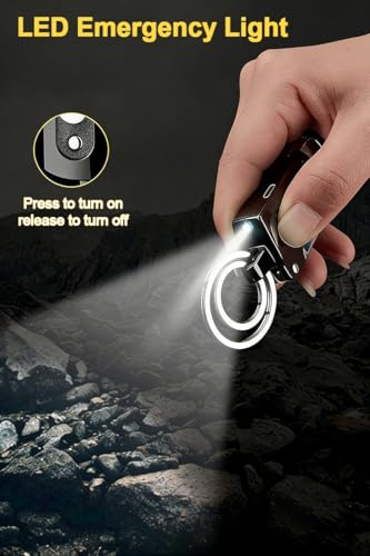 Black 9-in-1 Keychain Multitool with Electric Lighter & Flashlight