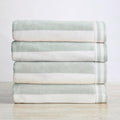 4 Pack Oversized Cotton Beach Towels - 35x70 Seafoam Cabana Stripe Set
