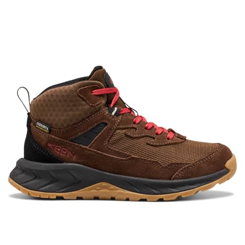 KEEN Unisex-Child Hightrail Mid Waterproof Hiking Boots - Dark Earth/Garnet, Size 13