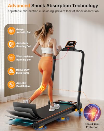 Black Rayspace Incline Treadmill with Handle Bar & LED Display - Foldable Home Fitness