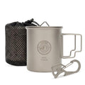 Titanium Camping Mug 15 oz - Ultra Lightweight, Fire Safe, Folding Handle