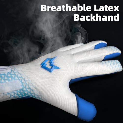 Blue WVVOU Goalkeeper Gloves for Adults & Youth Soccer - 8 Size, Breathable, High Grip Latex