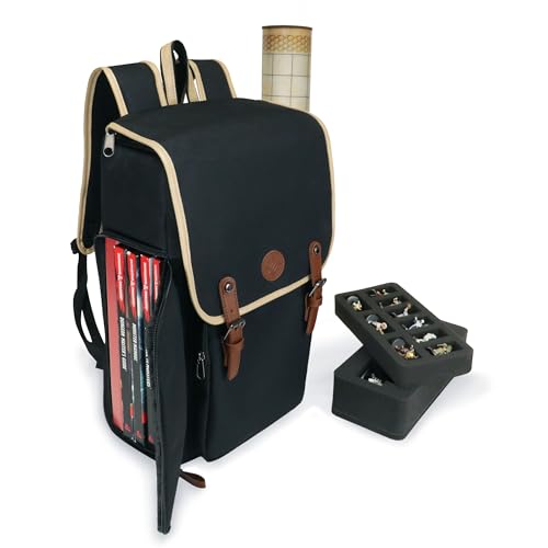 ENHANCE Designer Edition D&D Backpack Black - RPG Travel Bag with Miniatures & Book Storage