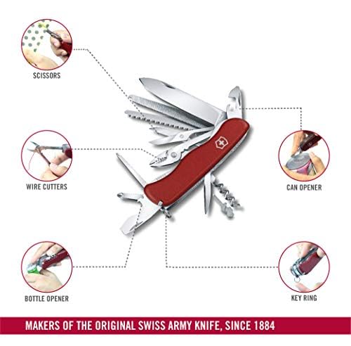 Victorinox Work Champ Swiss Army Knife - 21-Function Pocket Multitool, Red - WorkChamp Variation