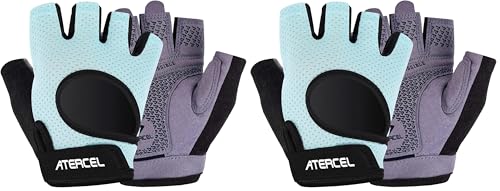 Atercel Weight Lifting Gloves Full Palm Protection - Aqua Small Pack of 2