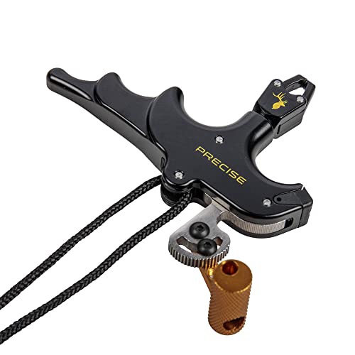 Archery Bow Release 4-Finger T Handle Caliper Style with Wrist Strap