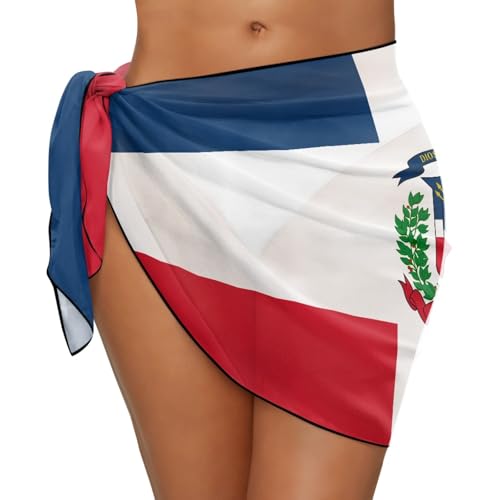 Women’s Swim Cover Up Sarong with Dominican Republic Flag - One Size