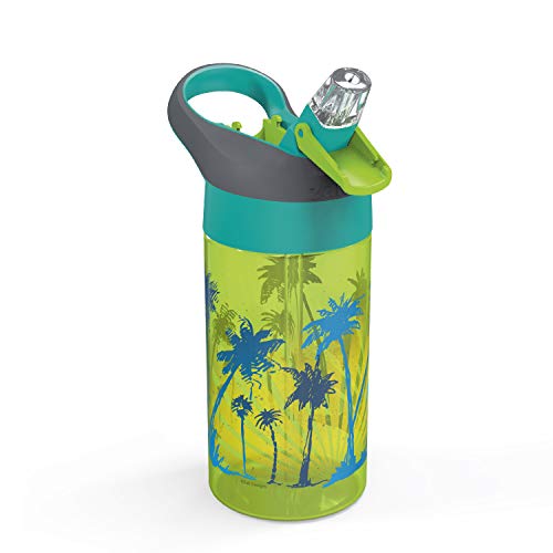 Kids Water Bottles 16oz Set with Straw & Carry Loop - Beach Life & Surfing Boards Design