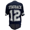 Roger Staubach Dallas Cowboys Navy Blue Unisex Jersey X-Large - Custom Sewn, Signed-Free