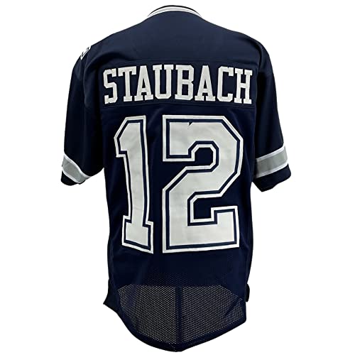 Roger Staubach Dallas Cowboys Navy Blue Unisex Jersey X-Large - Custom Sewn, Signed-Free
