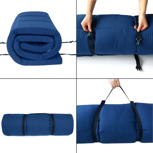 Navy Camping Cot Mattress Topper 75x30 Inch Foam Quilted Pad Pack of 2