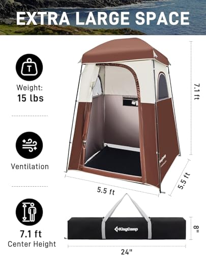 KingCamp Portable Shower Tent with Privacy Room - 1 Room Version for Camping & Beach
