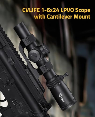 CVLIFE 1-6x24 LPVO Rifle Scope with Red/Green Illumination, 30mm Mount, CQB Model