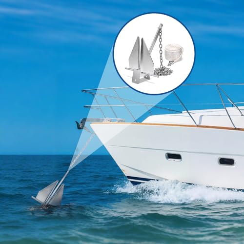 Leero 10 lb Boat Anchor Kit with Chain for 16-26 ft Boats - Heavy Duty Danforth Anchor
