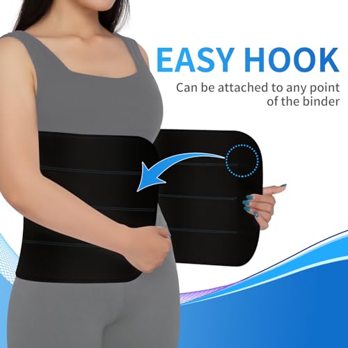 Post Surgery Abdominal Binder Support Belt 4 Panel Black 60-75 Inches XL