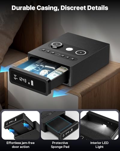 Biometric Gun Safe with 0.1s Fingerprint Access & Wireless Charging Station