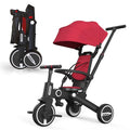 Red 7-in-1 Toddler Tricycle Stroller with Foldable Push Handle and Adjustable Seat