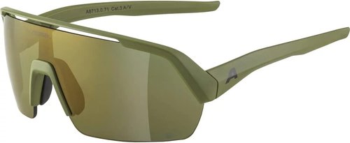 ALPINA Mirrored & Contrast-enhancing Anti-fog Cycling Glasses for Men & Women, 100% UV Protection, TURBO HR Q-LITE, olive matt, one size