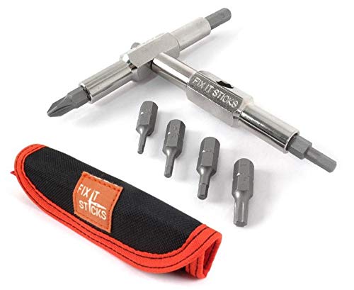 Fix It Sticks Replaceable Edition Traveling Cycling Steel Multi-Tool with 8 Removable Interchangeable Bits w/Bracket
