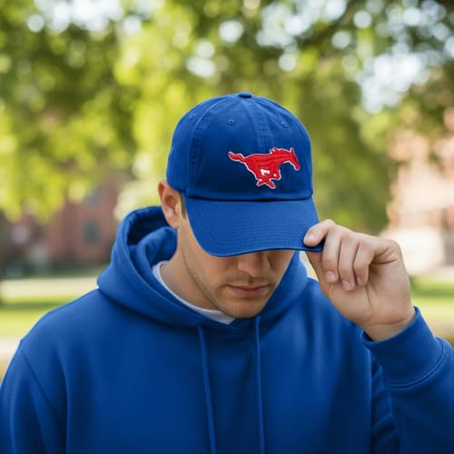 Blue Embroidered Baseball Hat with Desert Cactus Logo - Southern Methodist SMU