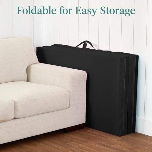 Black 10ft x 4ft x 2in Folding Gymnastics Exercise Mat with Handles