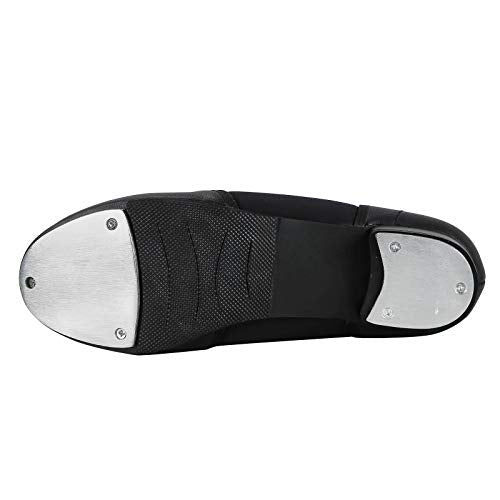 Unisex PU Leather Dance Slip-On Shoes for Women and Men - Black, 8 Women / 7 Men