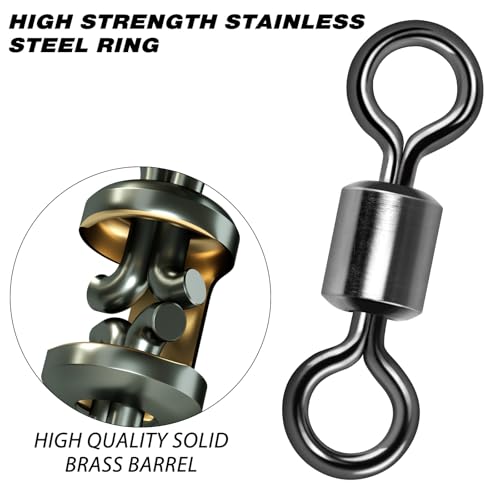 Heavy Duty Stainless Steel Fishing Swivels 77LB 100 Pack - Saltwater & Freshwater Tackle