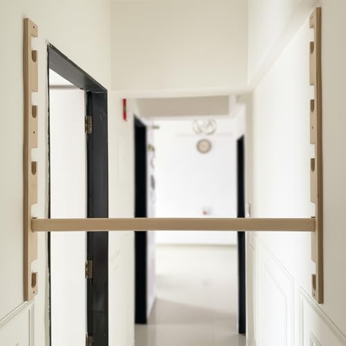 Adjustable Wooden Doorway Pull-up Bar Set 100kg Load Capacity with Locks - 118cm