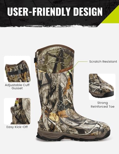 TIDEWE Waterproof Insulated Rubber Hunting Boots - Next Camo G2, 800g