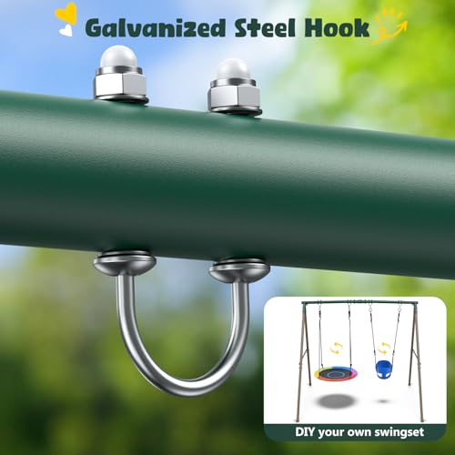 Hapfan Metal Kids Swing Set with Double Tree Swings for Backyard Play