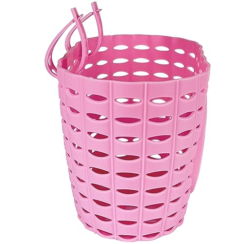 Girls Pink Bike Basket with Mermaid Pattern - Kids Bicycle Handlebar Storage