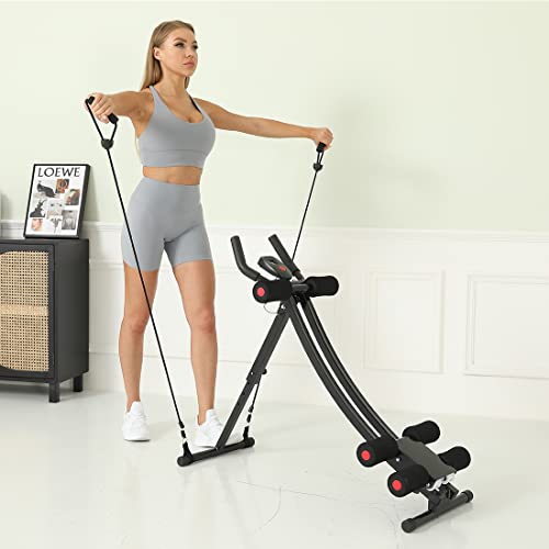 Red Ab Workout Machine for Home Gym - Adjustable Core & Abdominal Exercise Equipment