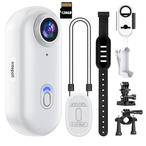 Intepoll 4K Mini WiFi Action Camera with 128GB SD Card Waterproof Helmet Mount