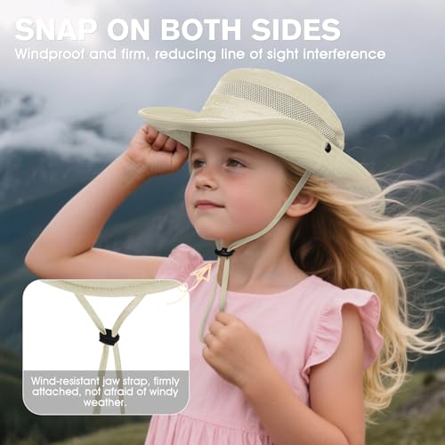 Kids Sun Hat UPF 50+ Outdoor Bucket Hat 5-13 Years 2-Pack Khaki Beige