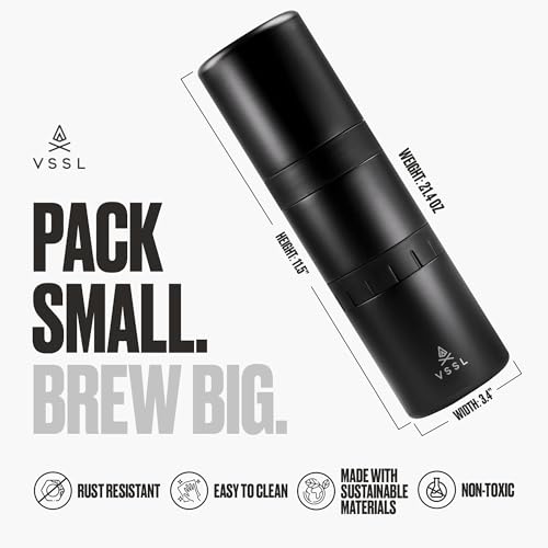 VSSL Nest Pour Over Coffee Kit - Black | Portable Camping Coffee Maker with Mugs