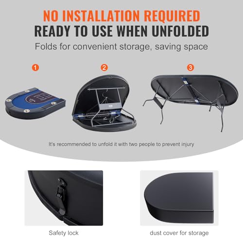 VEVOR 8-Player Foldable Poker Table 72in Casino Card Game Table with Cup Holders