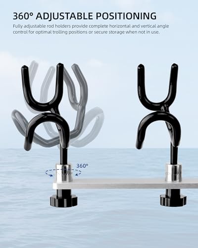 Adjustable 4-Rod Boat Track Mount Crappie & Trolling Fishing Rod Holder System