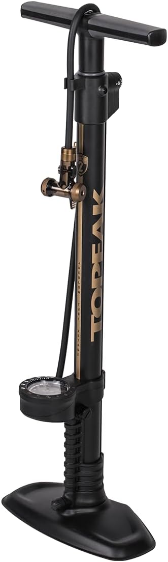 Topeak JoeBlow Tubi 2Stage Bike Pump - High-Pressure Floor Pump for Tubeless & Standard Tires, Durable Steel & Aluminum Construction