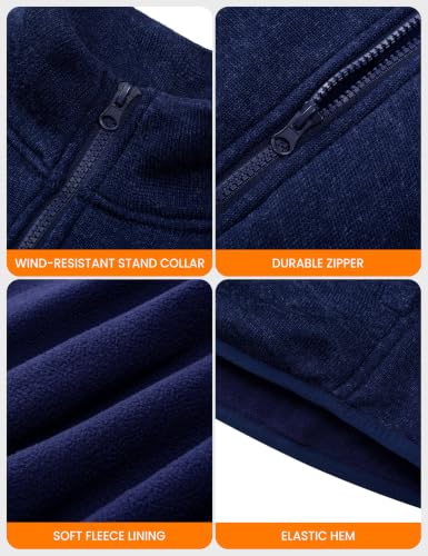 HENNCHEE Men's Heated Fleece Jacket with 12V 16000mAh Power Bank, Large/Navy