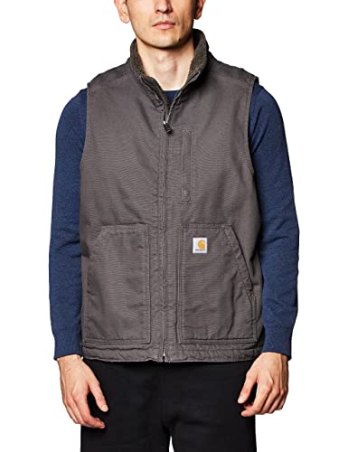 Men's Washed Duck Mock-Neck Vest - X-Large Tall Gravel Workwear