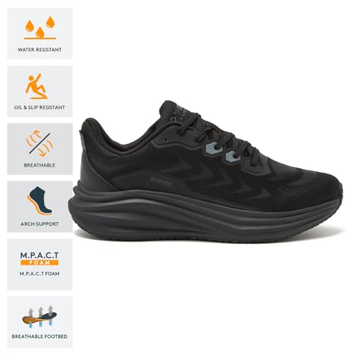 Men's Non-Slip Mesh Work Shoes - Water Resistant Food Service Sneakers, Wide Size 7-16, Black & Wide 11