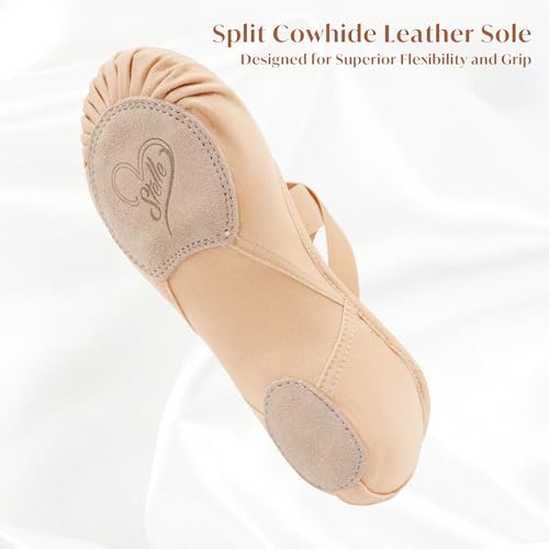 Stelle Women’s Stretch Canvas Ballet Shoes with Sand Color - Dance Slippers