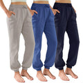 Women’s Cotton Sweatpants 3 Pack Large Navy Blue, Apricot & Deep Blue