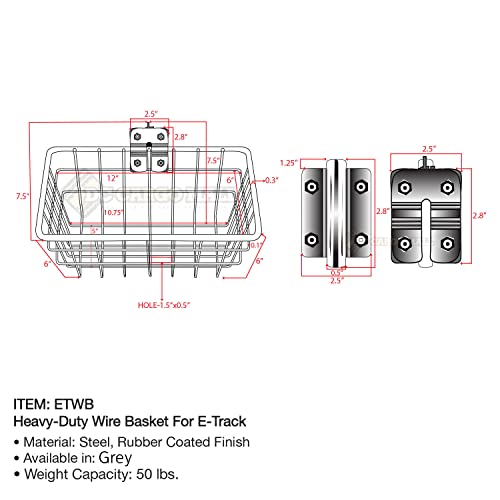 DC Cargo Mall E Track Basket - Bolt-On Wire Organizer for Trailers & Trucks - Variation 4