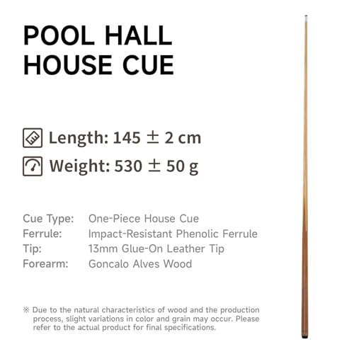 Empire USA 57" One-Piece Hardwood Billiard Pool Cue Stick - Wood Variant