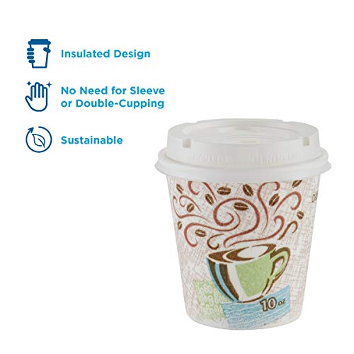 Georgia-Pacific Dixie PerfecTouch 10 oz Disposable Coffee Cups & Lids - White, Pack of 50 (6 Packs)