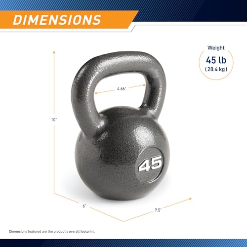 Marcy 45 lb Hammertone Cast Iron Kettlebell for Strength Training Home Gym